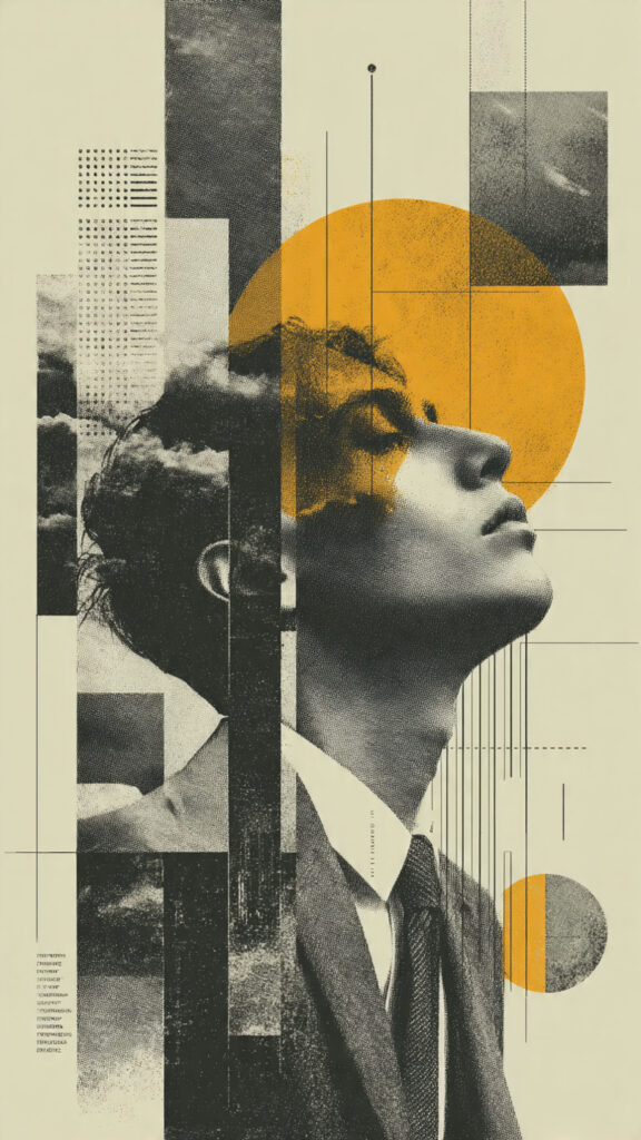 a person in monochrome with a glowing