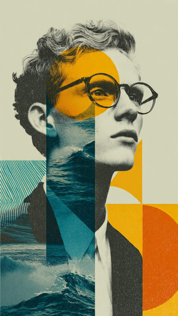 minimal surreal portrait a monochrome person with